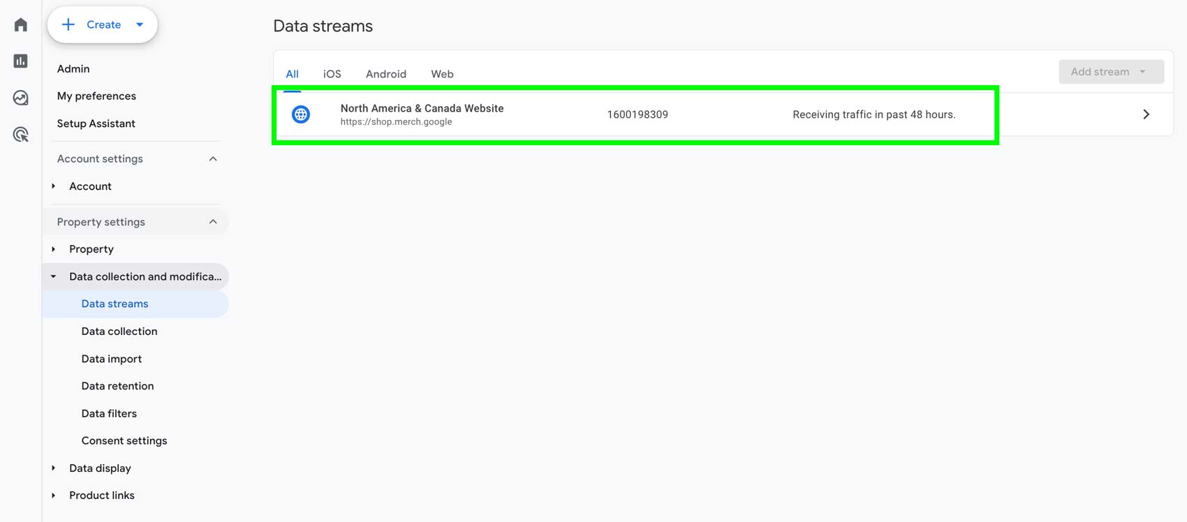 Google Analytics Data Streams