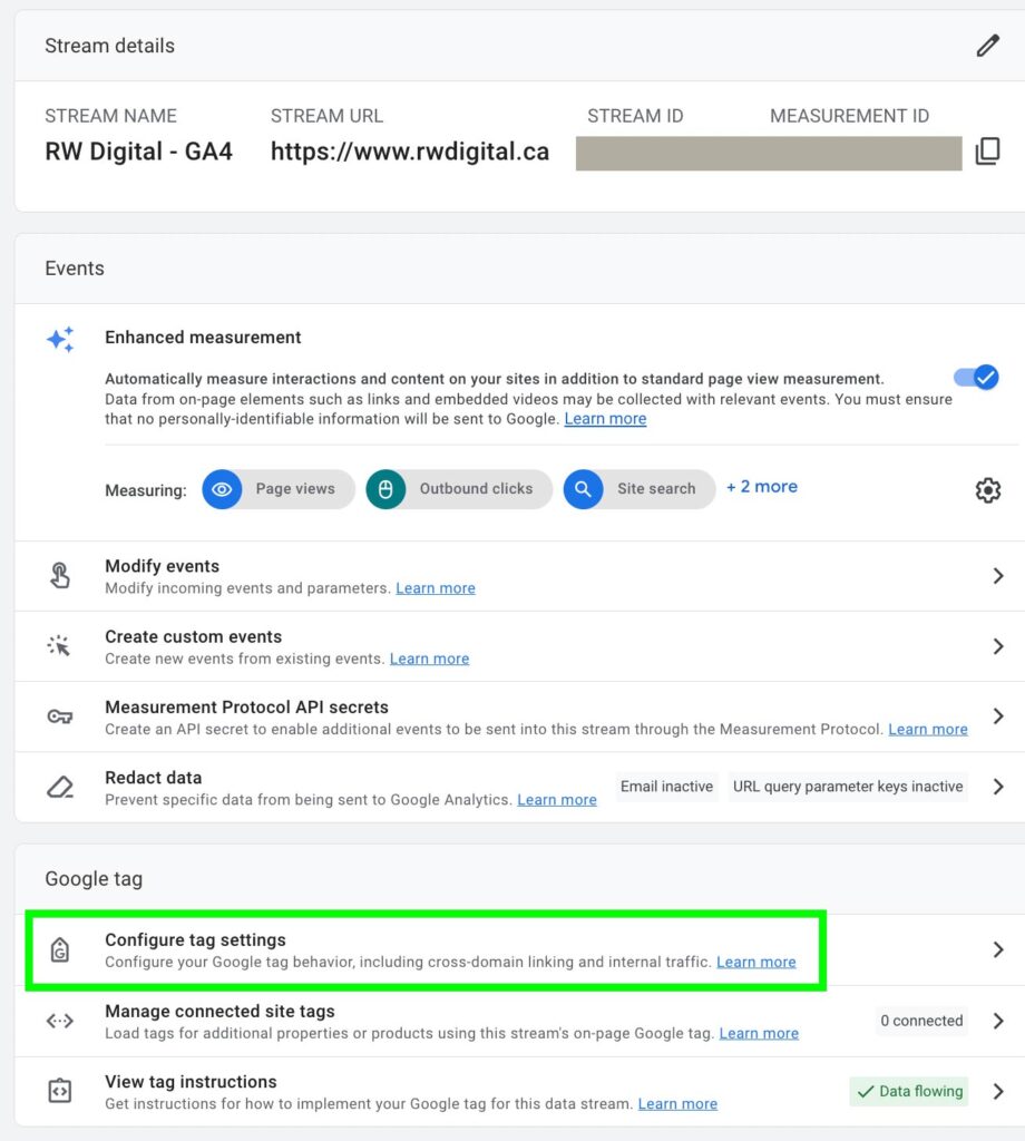 GA4 Configure Tag Settings