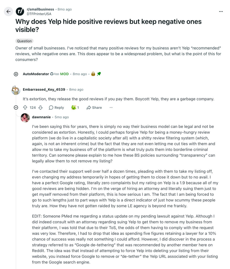 Yelp Hide Positive Reviews